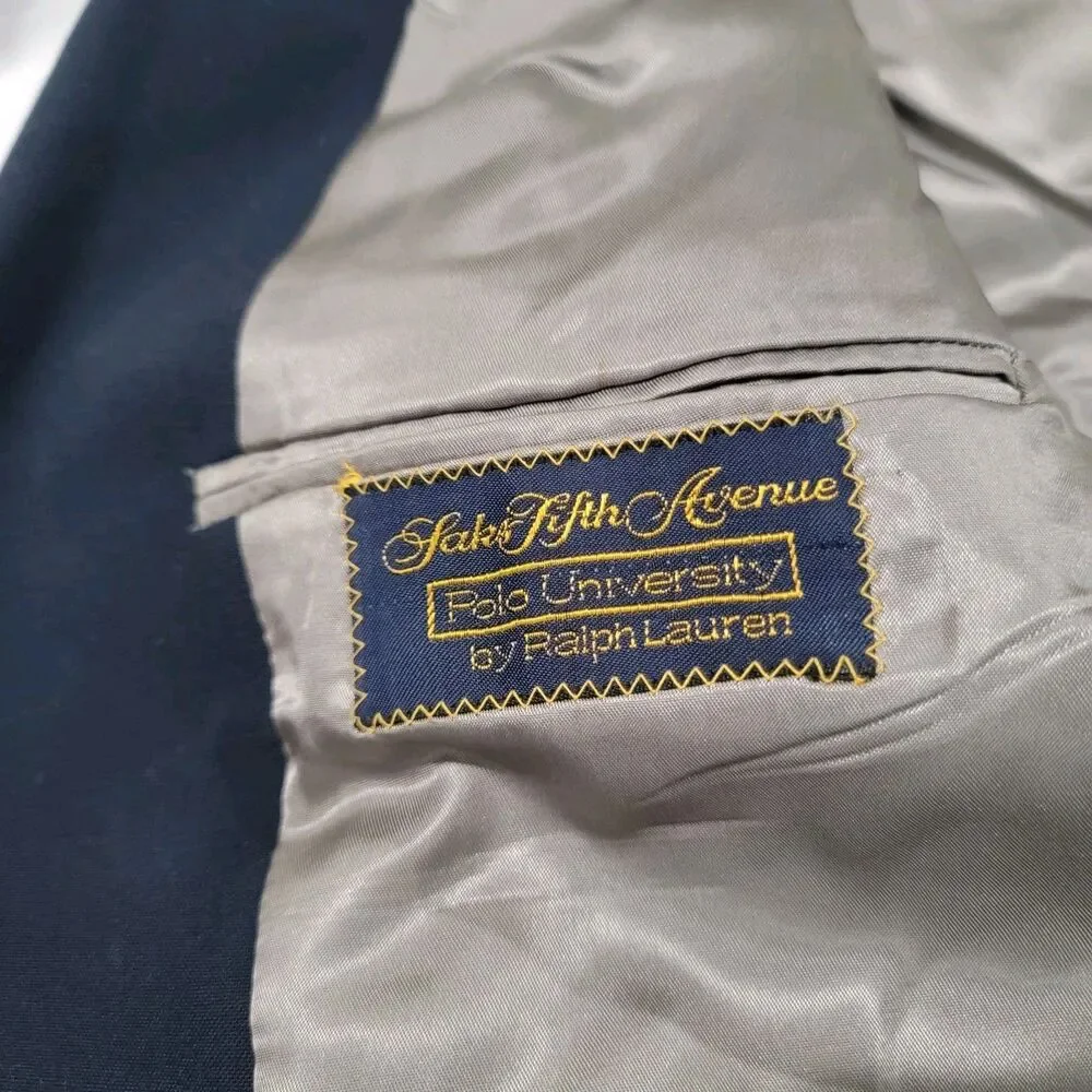 Vintage Polo University Ralph Lauren Mens Blazer Size 44‎ R Blue Gold Union Made